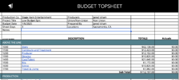 Budgeter 2 Top Sheet